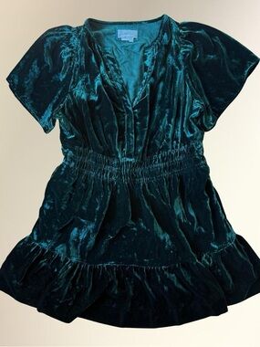 Anthropologie Forest Green Velvet Dress